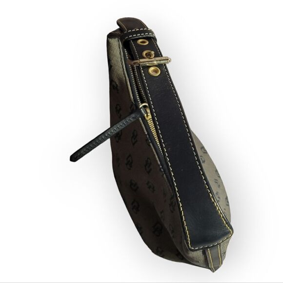 Dooney & Bourke Small Jaquard Canvas Hobo Bag Logo Black Grey - Picture 8 of 10